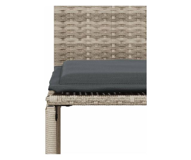 7 részes világosszürke polyrattan kerti étkezőszett párnával