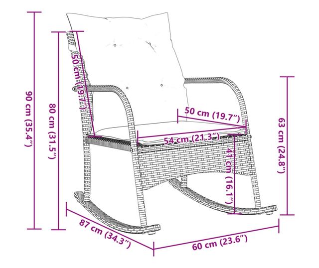 szürke polyrattan kerti hintaszék párnákkal