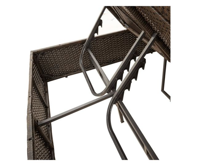 barna polyrattan dupla napozóágy tetővel és függönyökkel