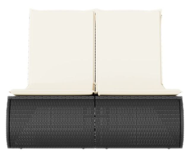 fekete polyrattan dupla napozóágy párnával