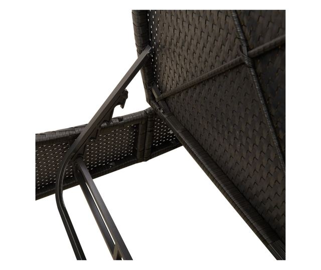 fekete polyrattan dupla napozóágy párnával