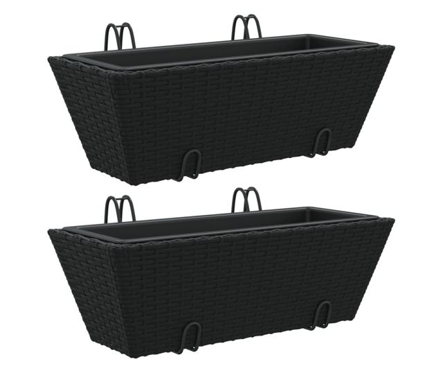 2 db fekete polyrattan növénytartó horoggal