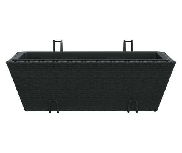 2 db fekete polyrattan növénytartó horoggal