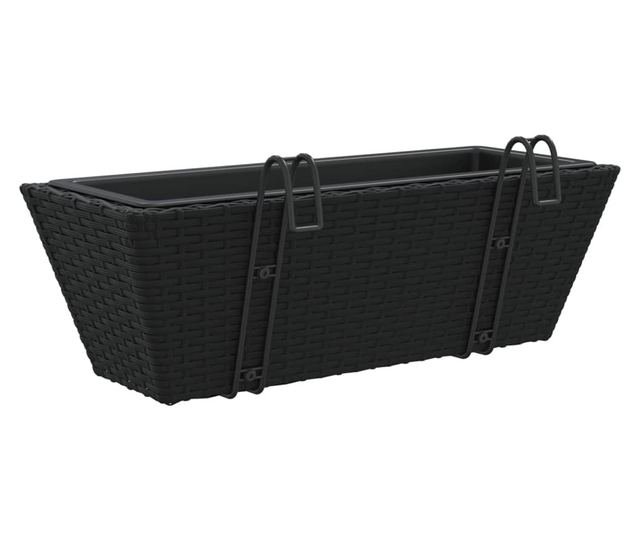 2 db fekete polyrattan növénytartó horoggal