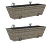 2 db szürke polyrattan növénytartó horoggal