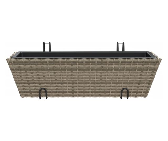 2 db szürke polyrattan növénytartó horoggal