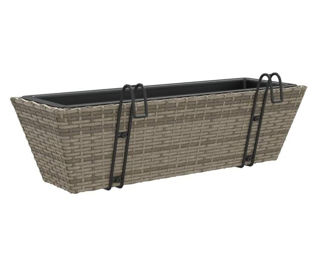 2 db szürke polyrattan növénytartó horoggal