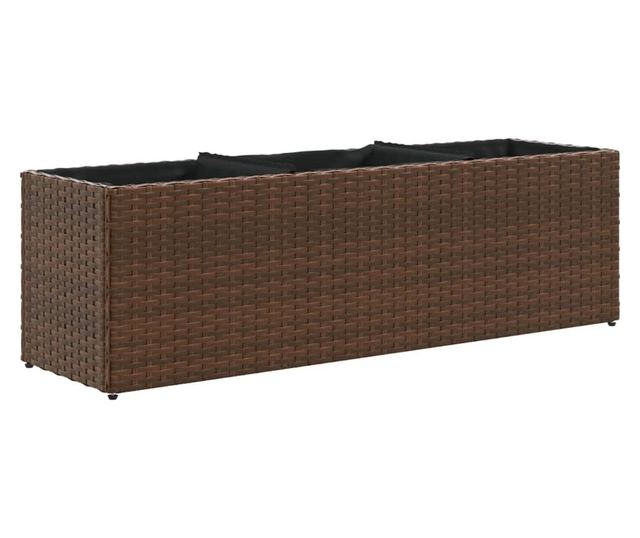 barna polyrattan kerti ültetőláda 3 cseréppel 105x30x32 cm