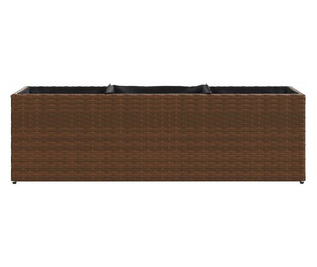 barna polyrattan kerti ültetőláda 3 cseréppel 105x30x32 cm