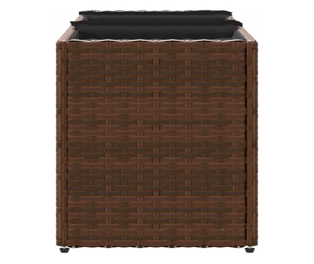 barna polyrattan kerti ültetőláda 3 cseréppel 105x30x32 cm