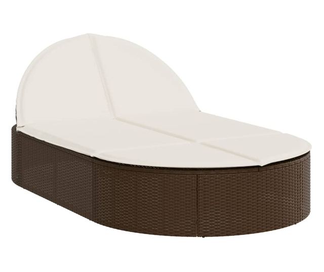 barna polyrattan dupla napozóágy párnával