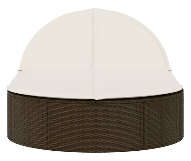 barna polyrattan dupla napozóágy párnával