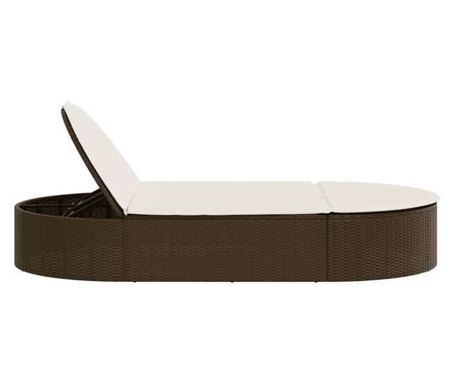 barna polyrattan dupla napozóágy párnával