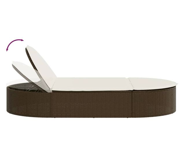 barna polyrattan dupla napozóágy párnával