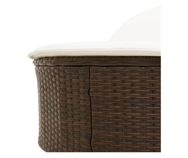 barna polyrattan dupla napozóágy párnával