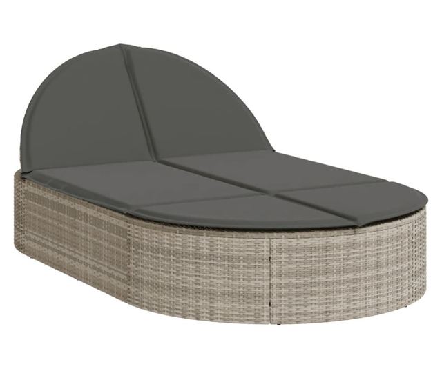 világosszürke polyrattan dupla napozóágy párnával