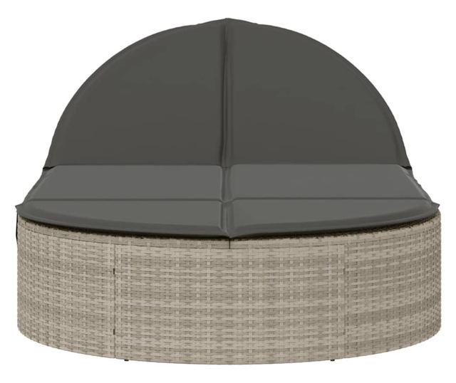 világosszürke polyrattan dupla napozóágy párnával