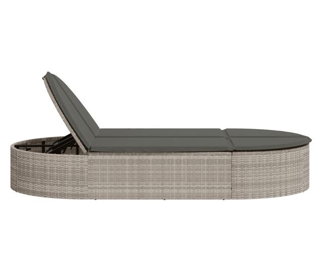 világosszürke polyrattan dupla napozóágy párnával