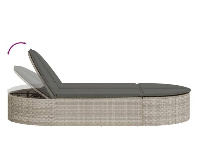 világosszürke polyrattan dupla napozóágy párnával