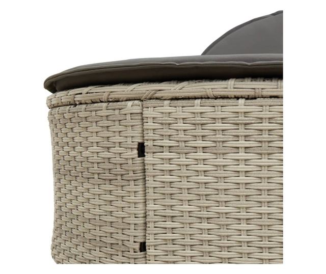 világosszürke polyrattan dupla napozóágy párnával