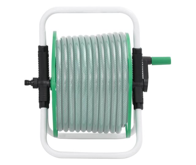 zöld acél szabadon álló tömlőorsó 45 m 1/2"-os tömlőhöz