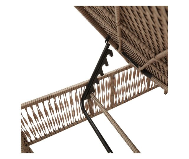 bézs polyrattan napozóágy párnával