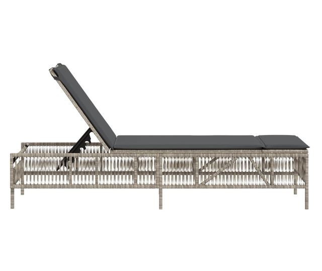 világosszürke polyrattan napozóágy párnával