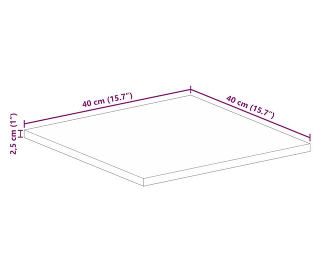 tömör újrahasznosított fa négyzet alakú asztallap 40x40x2,5 cm