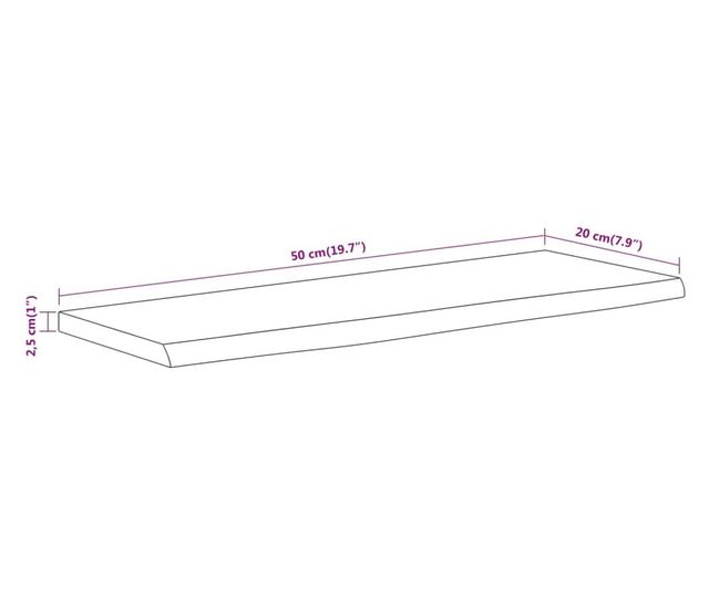 tömör akácfa téglalap alakú fali polc 50 x 20 x 2,5 cm
