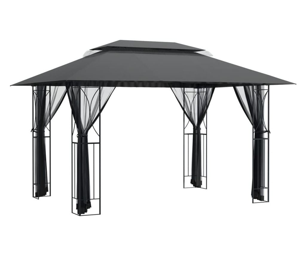Altánok s bočnými stenami, antracitový, 400x300x270 cm, oceľ - 2