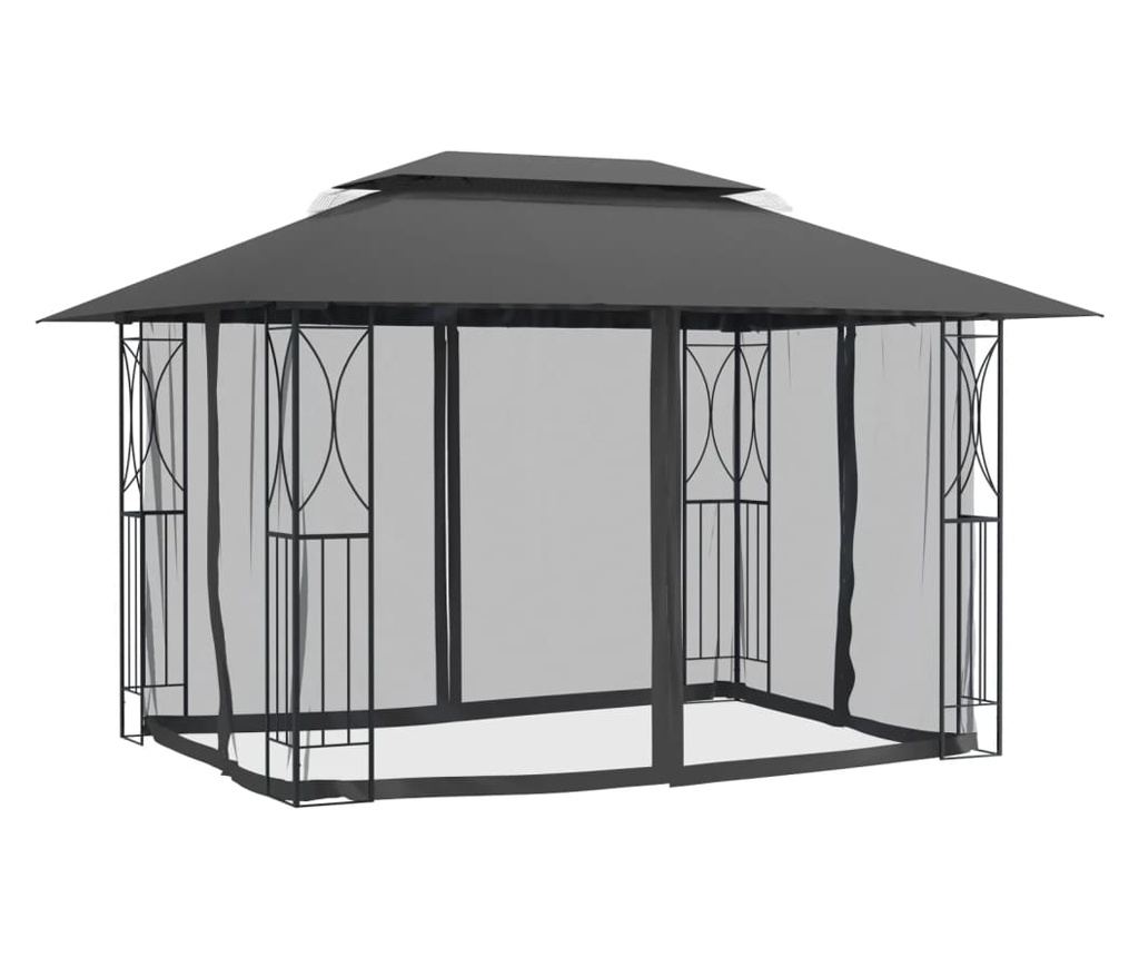 Altánok s bočnými stenami, antracitový, 400x300x270 cm, oceľ - 3