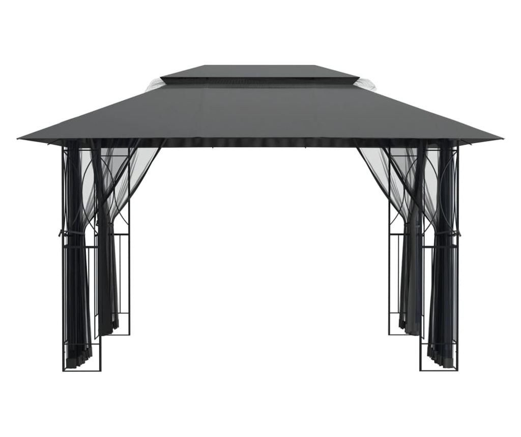 Altánok s bočnými stenami, antracitový, 400x300x270 cm, oceľ - 4