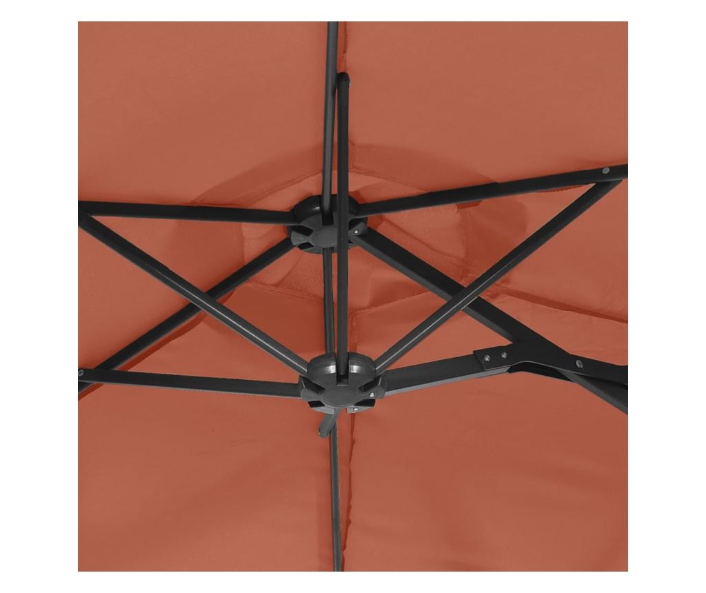 Dvojitý LED dáždnik na terasu tehlovo červený 316x240 cm - 8