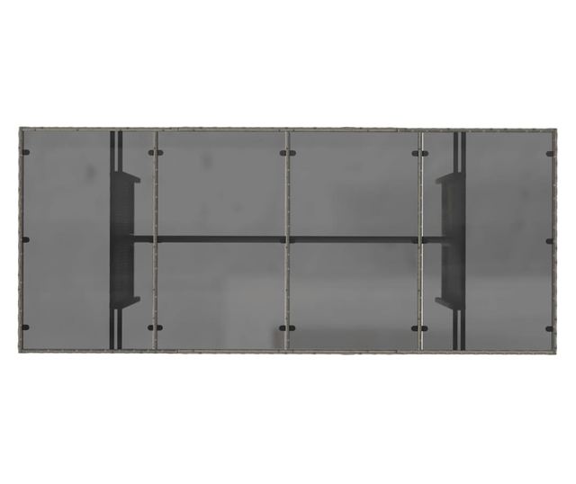 szürke polyrattan üveglapos kerti asztal 190x80x74 cm