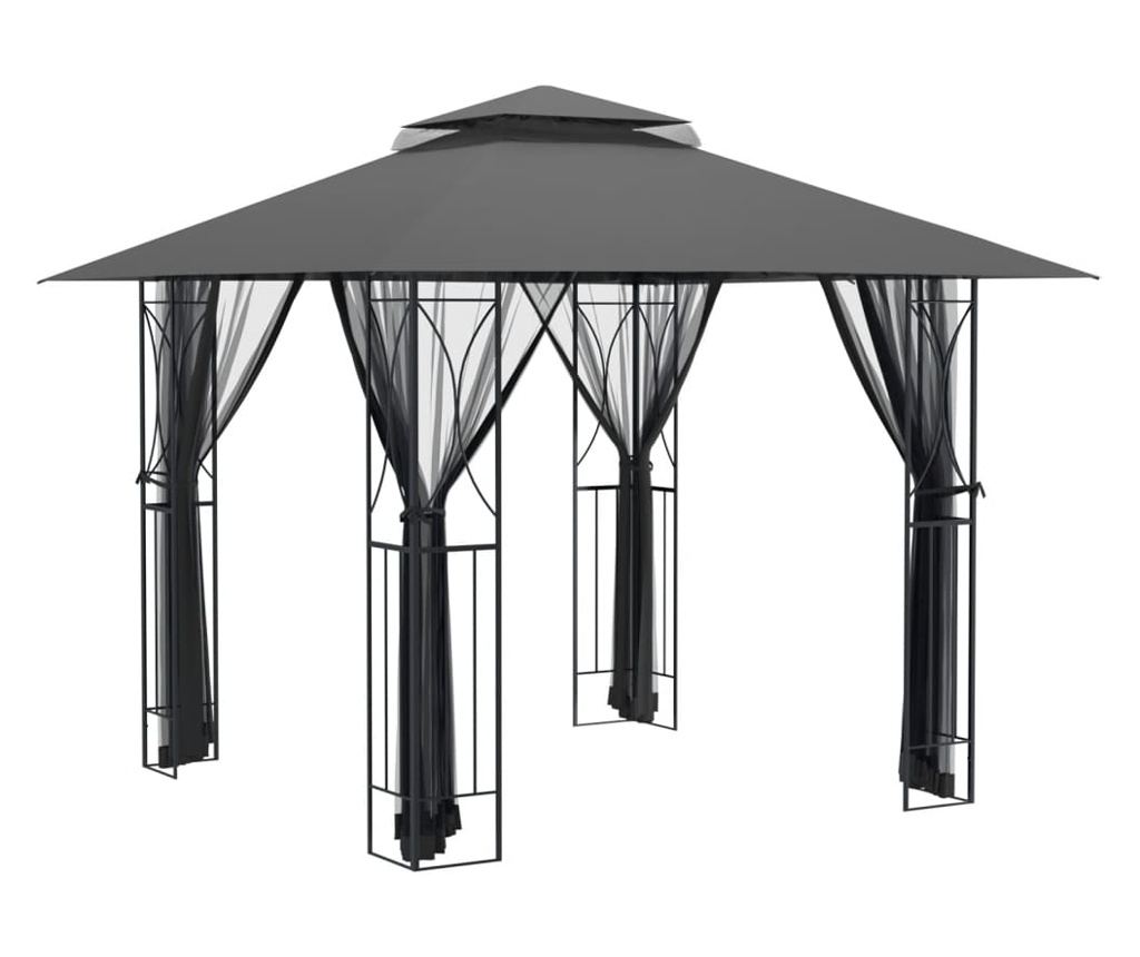 Altánok s bočnicami, antracitový, 300x300x270 cm, oceľ - 2
