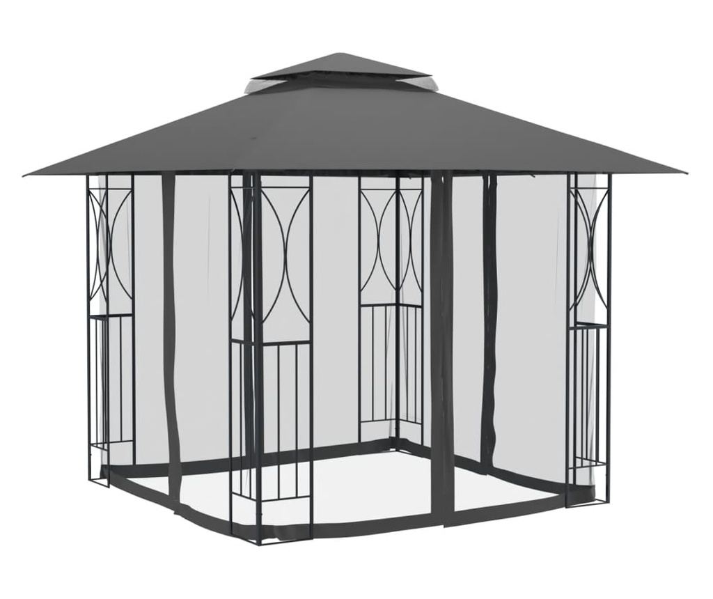 Altánok s bočnicami, antracitový, 300x300x270 cm, oceľ - 3