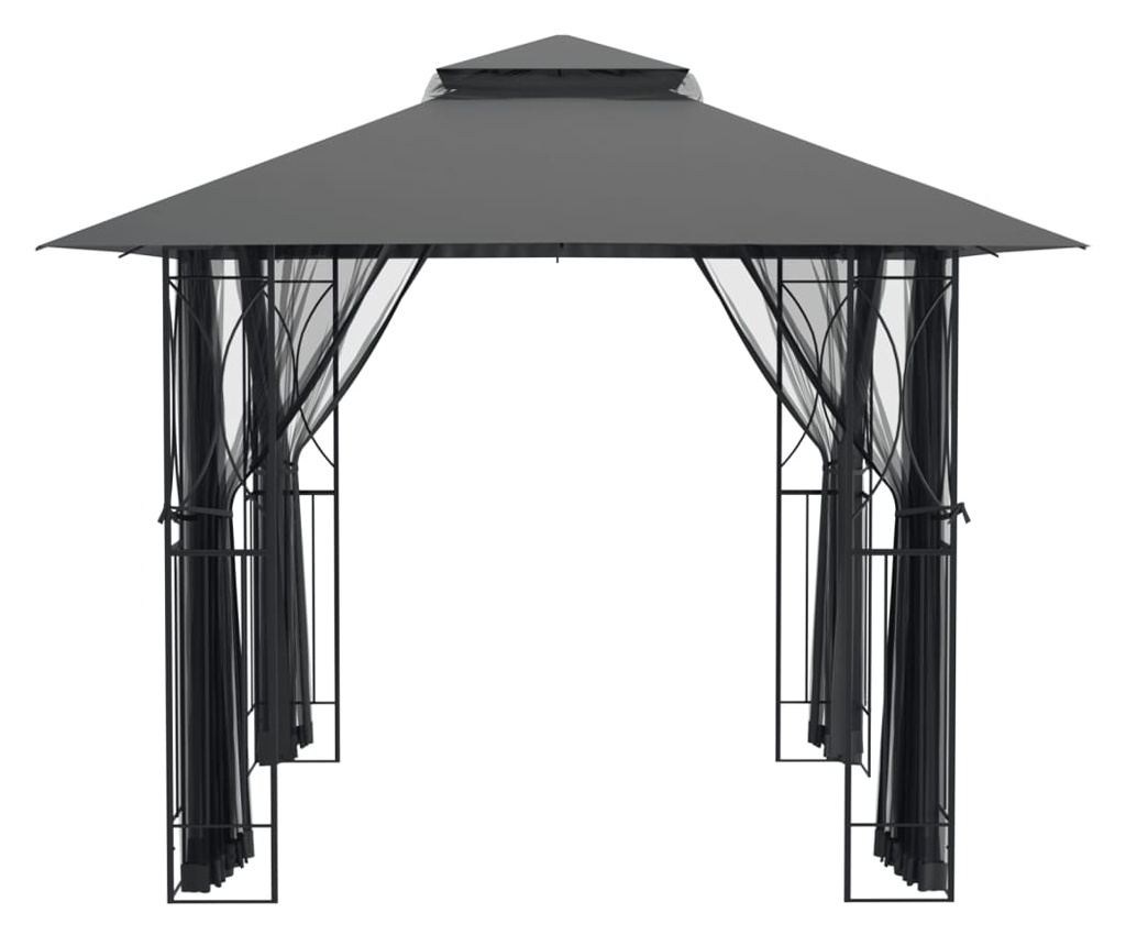 Altánok s bočnicami, antracitový, 300x300x270 cm, oceľ - 4