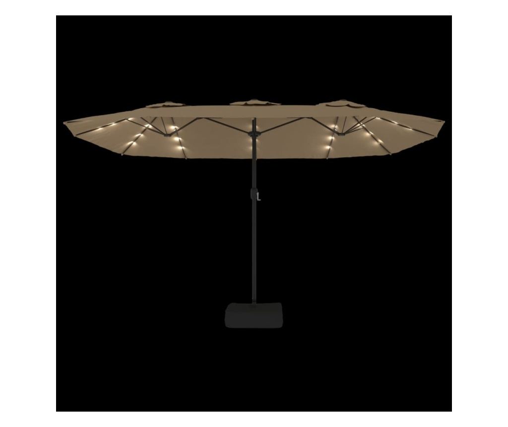 Dwugłowicowy parasol przeciwsłoneczny z diodami LED, kolor szarobrązowy, 449x245 cm - 6