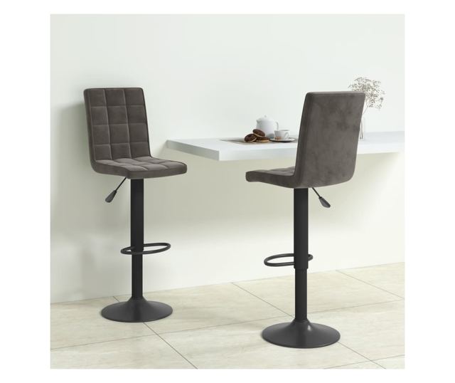 Barski stoli, 2 kosa, temno siva, žamet