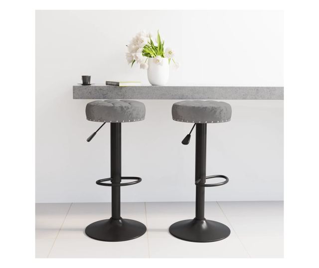 Barski stoli, 2 kosa, temno siva, žamet