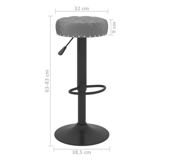 Barski stoli, 2 kosa, temno siva, žamet