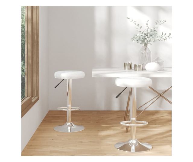 Barski stoli, 2 kosa, beli, umetno usnje