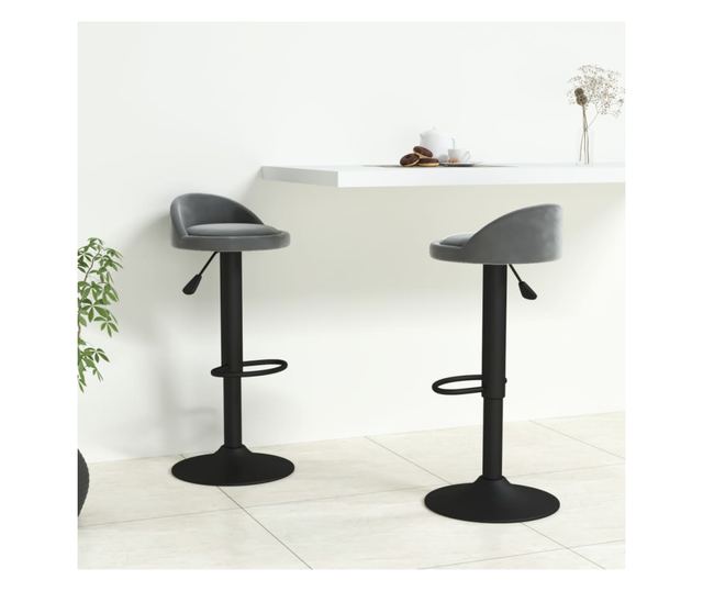 Barski stoli, 2 kosa, temno siva, žamet