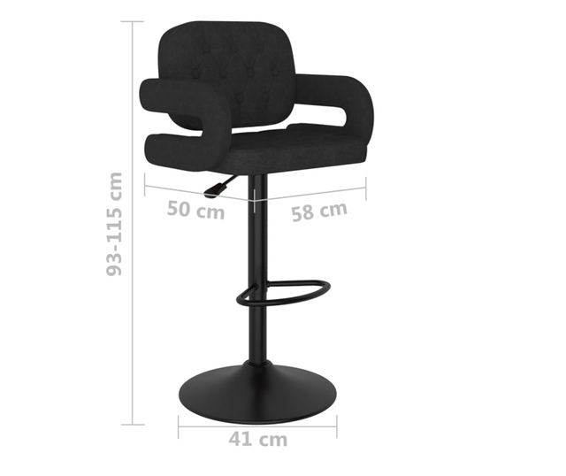 Barski stoli, 2 kosa, črni, tekstil