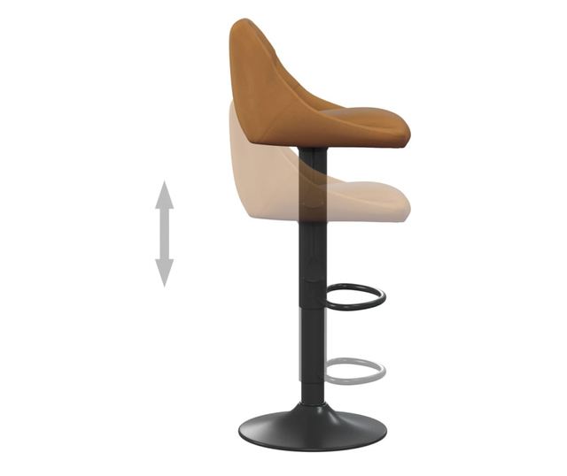 Barski stoli, 2 kosa, rjavi, žamet