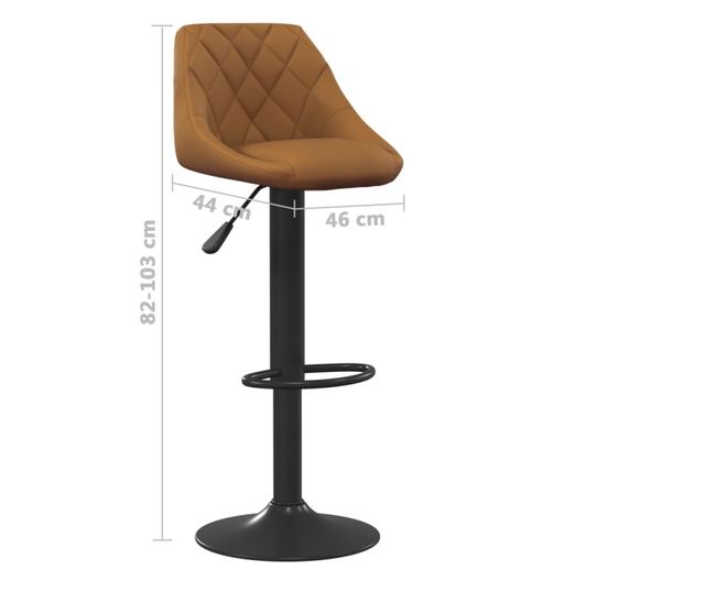 Barski stoli, 2 kosa, rjavi, žamet