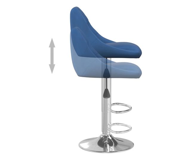 Barski stoli, 2 kosa, modra, žamet