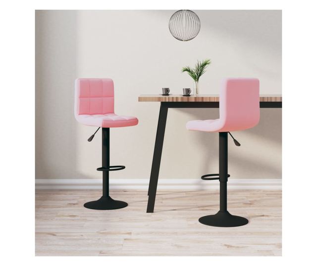 Barski stoli, 2 kosa, roza, žamet