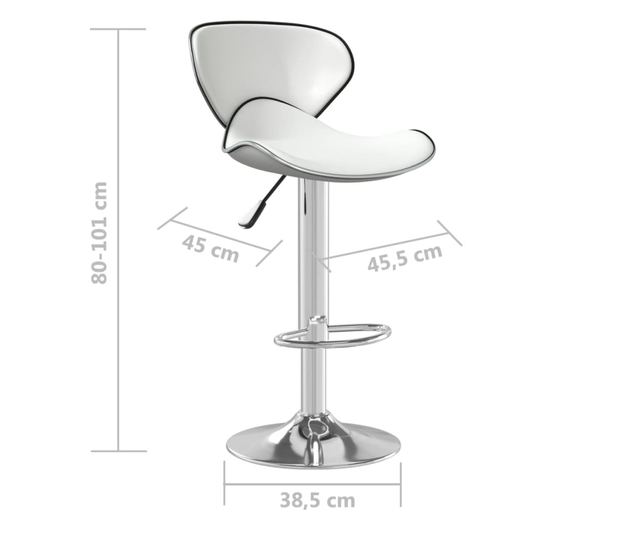 Barski stol, bel, umetno usnje