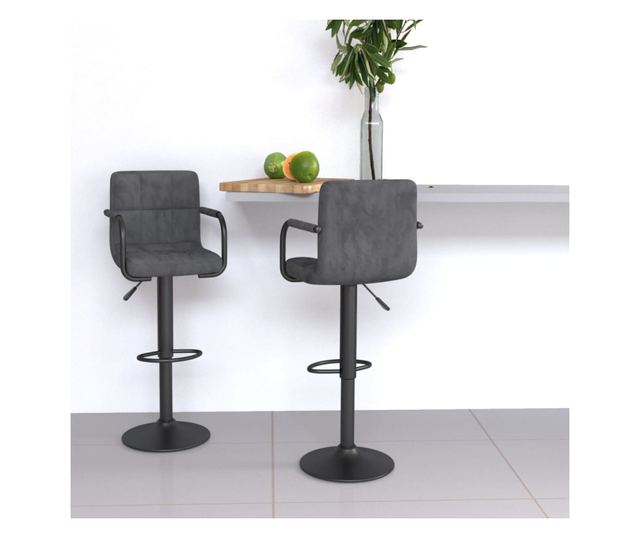 Barski stoli, 2 kosa, temno siva, žamet